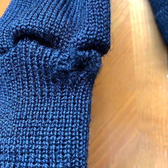 Vintage 60s Dehen 100% Wool Navy Varsity Cardigan -  Kids Size 4T - Picture 7 of 12